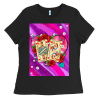 Black playing cards with pearls and glitter air Ladies Tee - AdoDesignShop