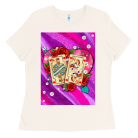 Bone playing cards with pearls and glitter air Ladies Tee - AdoDesignShop