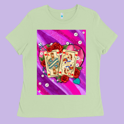 Playing Cards With Pearls And Glitter Air Ladies Tee Designed By Adodesignshop