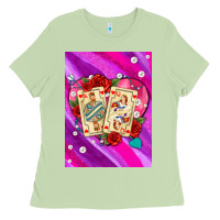 Matcha playing cards with pearls and glitter air Ladies Tee - AdoDesignShop