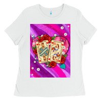 White playing cards with pearls and glitter air Ladies Tee - AdoDesignShop
