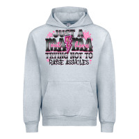 Heather Grey Just a Mama Out Here Trying Not To Raise Assholes Urban Hoodie - CowhideDigitalArt