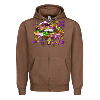 Chestnut Mardi Gras lips Zipper Hoodie - HowdyJamesFarm