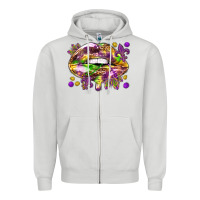 Dove Grey Mardi Gras lips Zipper Hoodie - HowdyJamesFarm
