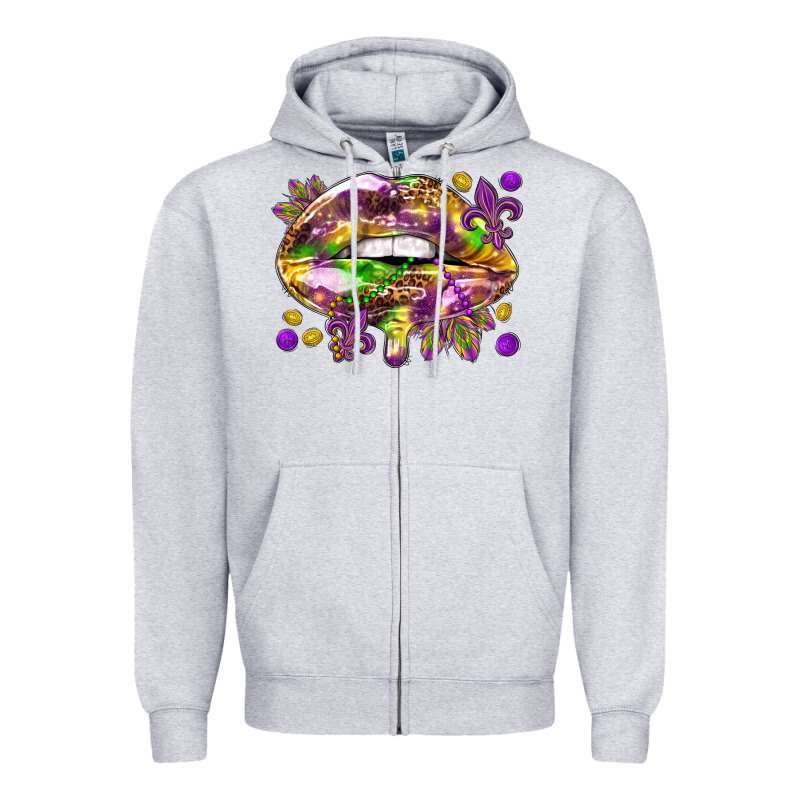 Mardi Gras Lips Zipper Hoodie by HowdyJamesFarm | Teevron
