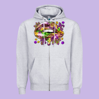 Mardi Gras Lips Zipper Hoodie Designed By Howdyjamesfarm