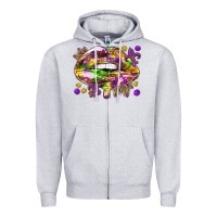 Heather Grey Mardi Gras lips Zipper Hoodie - HowdyJamesFarm