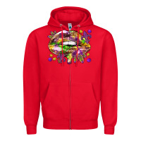 Red Mardi Gras lips Zipper Hoodie - HowdyJamesFarm