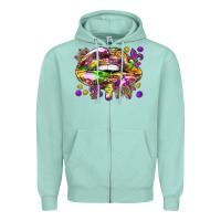 Seafoam Mardi Gras lips Zipper Hoodie - HowdyJamesFarm