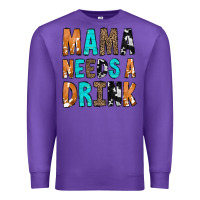 Purple Mama Needs a Drink Premium Sweatshirt - CowCowDesign