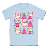 Dusty Blue retro doodle pink christmas Classic Tee - MaliasSmallBusiness