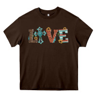 Chocolate Brown western love with cross Heavy Core Tee - Artiststas