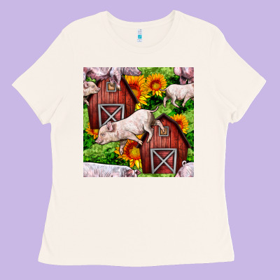 Mama And Baby Pig Ladies Tee Designed By Bundleandbundleshop