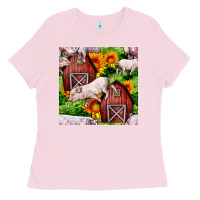 Bubblegum Pink Mama And Baby Pig Ladies Tee - BundleAndBundleShop