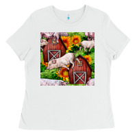 White Mama And Baby Pig Ladies Tee - BundleAndBundleShop