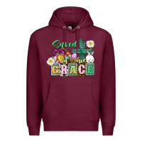 Burgundy Saved by his grace Easter Premium Hoodie - CowGirlArtShop