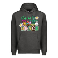 Charcoal Heather Saved by his grace Easter Premium Hoodie - CowGirlArtShop