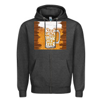 Charcoal Heather keep calm and drink cold beer Zipper Hoodie - TumblerDesignByShophia