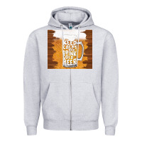 Heather Grey keep calm and drink cold beer Zipper Hoodie - TumblerDesignByShophia