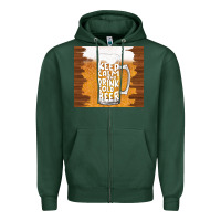 Sports Green keep calm and drink cold beer Zipper Hoodie - TumblerDesignByShophia