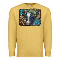 Antique Gold Floral Cow Leopard Gemstone Premium Sweatshirt - CowCowDesign