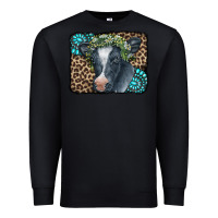 Black Floral Cow Leopard Gemstone Premium Sweatshirt - CowCowDesign