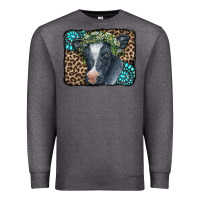 Charcoal Heather Floral Cow Leopard Gemstone Premium Sweatshirt - CowCowDesign