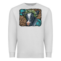 Dove Grey Floral Cow Leopard Gemstone Premium Sweatshirt - CowCowDesign