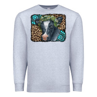 Heather Grey Floral Cow Leopard Gemstone Premium Sweatshirt - CowCowDesign