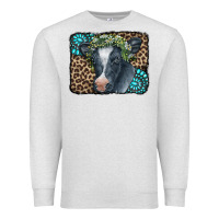 Oatmeal Heather Floral Cow Leopard Gemstone Premium Sweatshirt - CowCowDesign