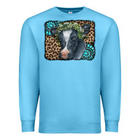 Ocean Blue Floral Cow Leopard Gemstone Premium Sweatshirt - CowCowDesign