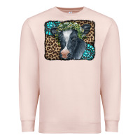 Pale Pink Floral Cow Leopard Gemstone Premium Sweatshirt - CowCowDesign