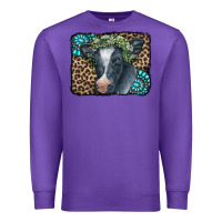 Purple Floral Cow Leopard Gemstone Premium Sweatshirt - CowCowDesign