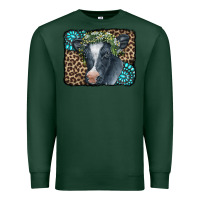 Sports Green Floral Cow Leopard Gemstone Premium Sweatshirt - CowCowDesign