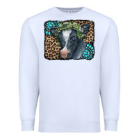 White Floral Cow Leopard Gemstone Premium Sweatshirt - CowCowDesign
