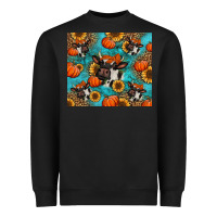 Black autumn pumpkins holstein cow Heavyweight Sweatshirt - Jasminsmagicworld