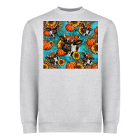 Heather Grey autumn pumpkins holstein cow Heavyweight Sweatshirt - Jasminsmagicworld