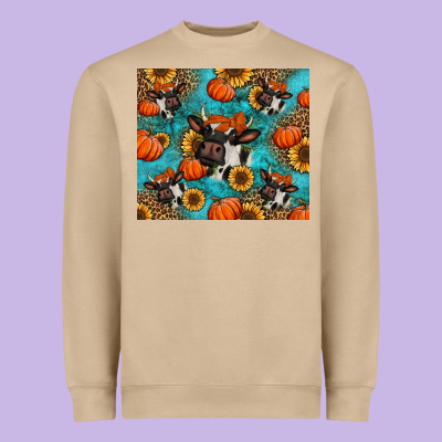 Autumn Pumpkins Holstein Cow Heavyweight Sweatshirt Designed By Jasminsmagicworld