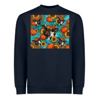 Navy autumn pumpkins holstein cow Heavyweight Sweatshirt - Jasminsmagicworld