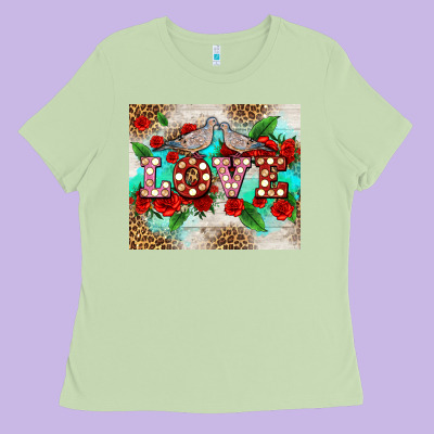 Love Birds And Love With Ross Ladies Tee Designed By Adodesignshop