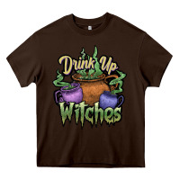 Chocolate Brown Drink up witches white Heavy Core Tee - JahusDesignShop