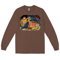 Chestnut Fall Background With Crow Long Sleeve Tee - LillyAllenDesigns