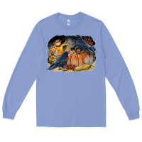 Colony Blue Fall Background With Crow Long Sleeve Tee - LillyAllenDesigns