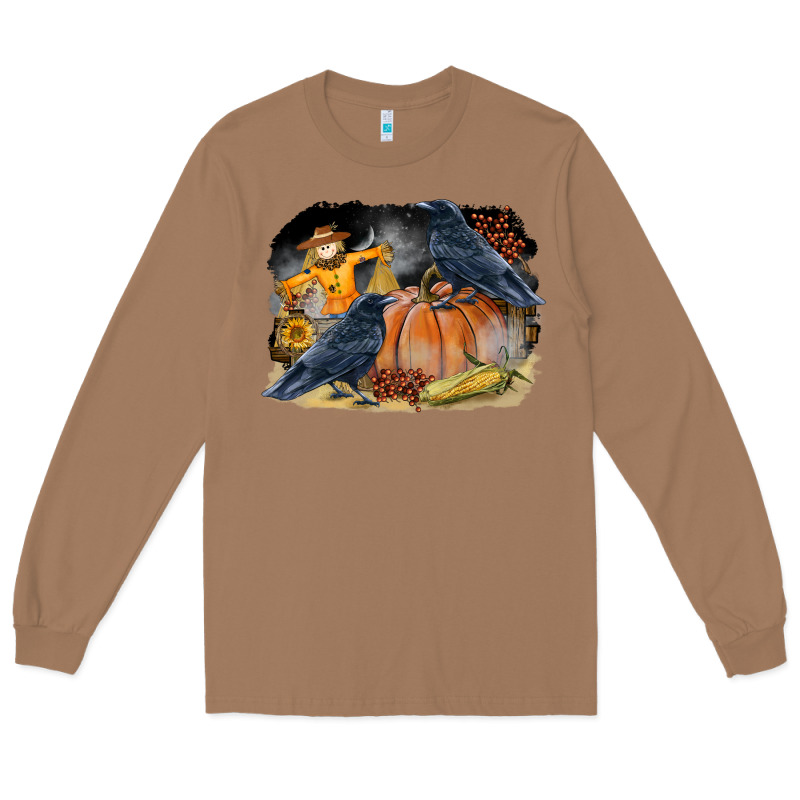 Fall Background With Crow Long Sleeve Tee by LillyAllenDesigns | Teevron