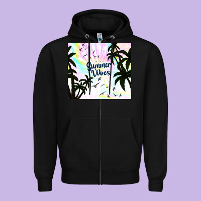 Summer Vibes With Birds Zipper Hoodie Designed By Tumblerdesignbyshophia