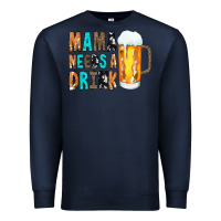 Navy Mama Needs a Drink Premium Sweatshirt - CowCowDesign