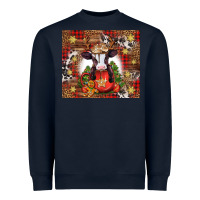 Navy Christmas baby cow hot cocoa Heavyweight Sweatshirt - Jasminsmagicworld