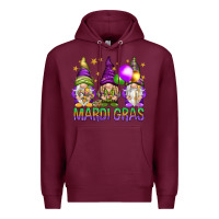 Burgundy mardi gras with gnomies Premium Hoodie - HowdyJamesFarm