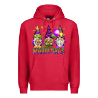 Cardinal mardi gras with gnomies Premium Hoodie - HowdyJamesFarm