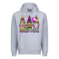 Heather Grey mardi gras with gnomies Premium Hoodie - HowdyJamesFarm
